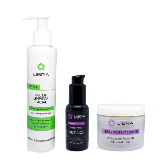Combo Kit Rutina Facial Completa Piel Mixta Retinol Libra