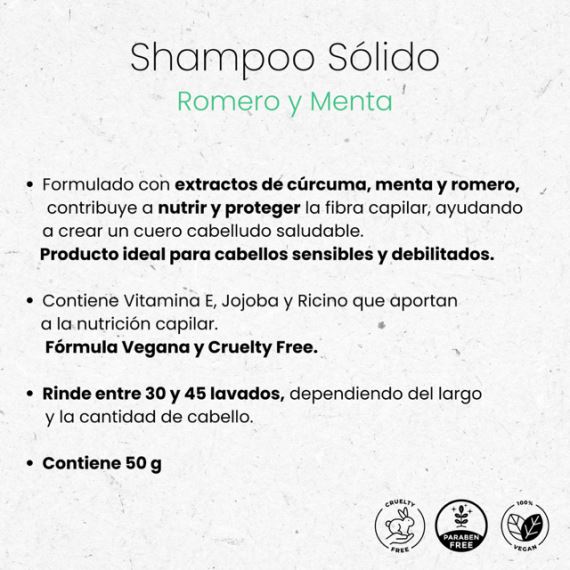 Shampoo Solido Fortalecedor Romero y Menta 50g Nyubu