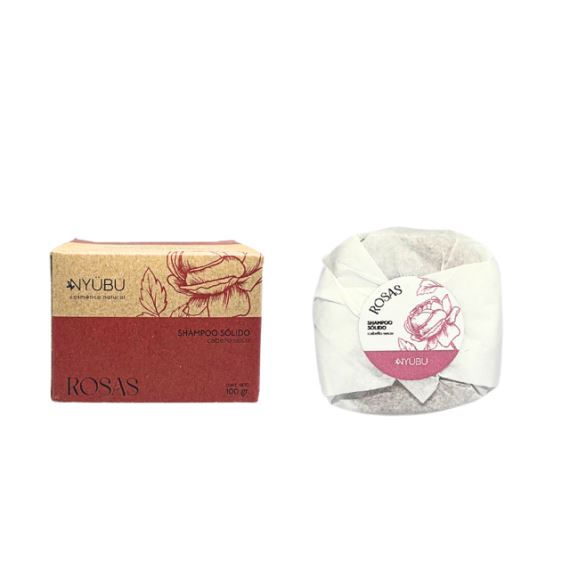 Shampoo Solido Pelo Seco Reparador Rosas 100g Nyubu