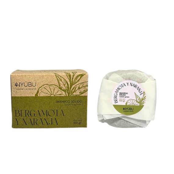 Shampoo Solido Pelo Graso Bergamota y Naranja 100g Nyubu