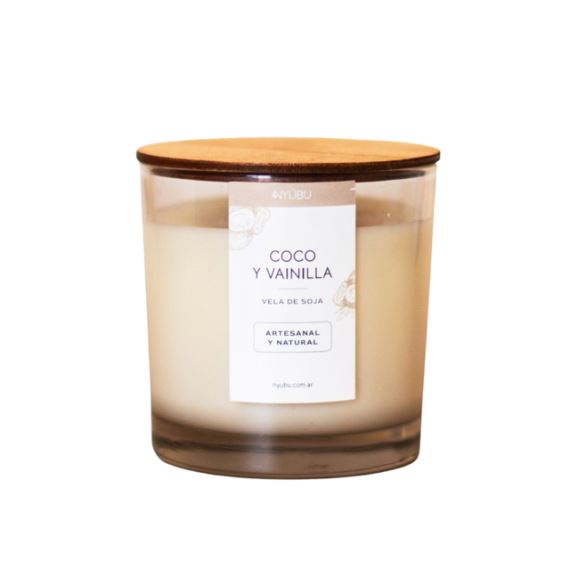 Vela de Soja Aromatica Natural Coco y Vainilla Nyubu