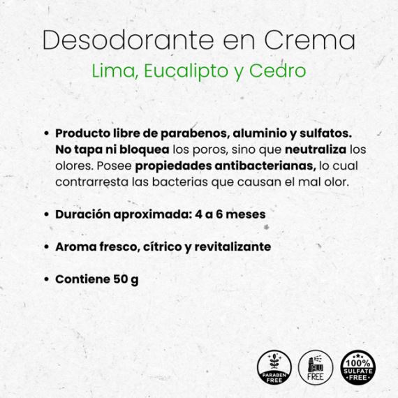 Desodorante en Crema Natural Lima Eucalipto y Cedro 50g Nyubu