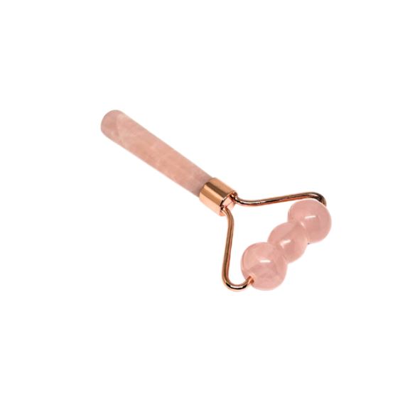 Masajeador Rodillo Roller Facial Triple Esfera Cuarzo Rosa