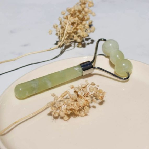 Masajeador Rodillo Roller Facial Corporal Triple Esfera Jade