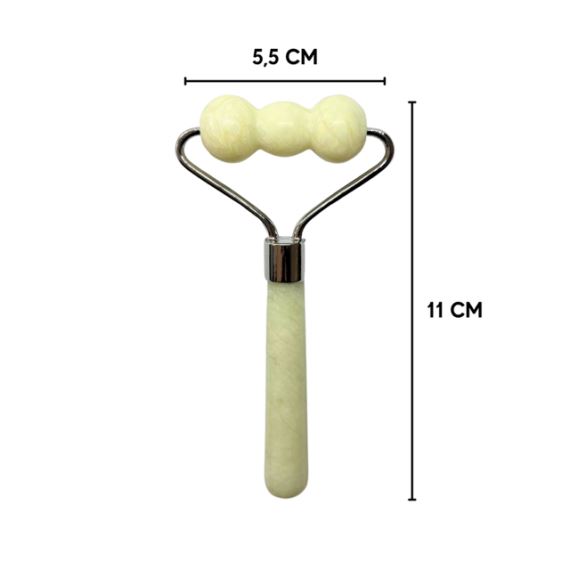 Masajeador Rodillo Roller Facial Corporal Triple Esfera Jade