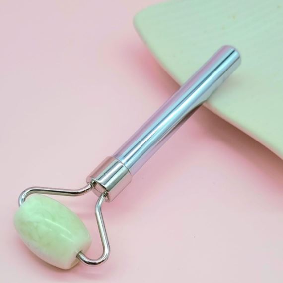 Masajeador Rodillo Facial Metálico Simple Cabezal Jade