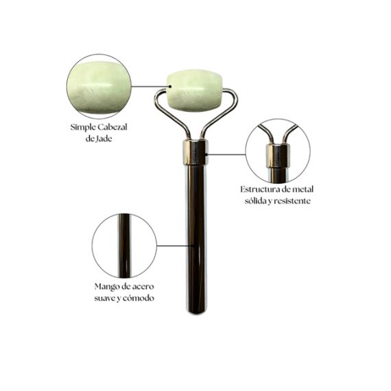 Masajeador Rodillo Facial Metálico Simple Cabezal Jade