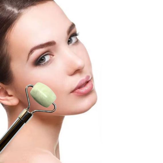 Masajeador Rodillo Facial Metálico Simple Cabezal Jade