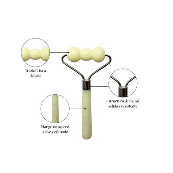Combo Parches Contorno de Ojos + Rodillo Facial Triple Esfera Jade
