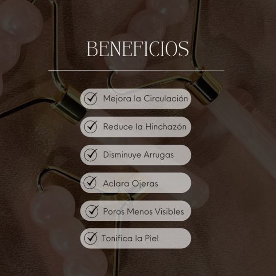 Combo Parches Contorno de Ojos + Rodillo Facial Triple Esfera Cuarzo Rosa