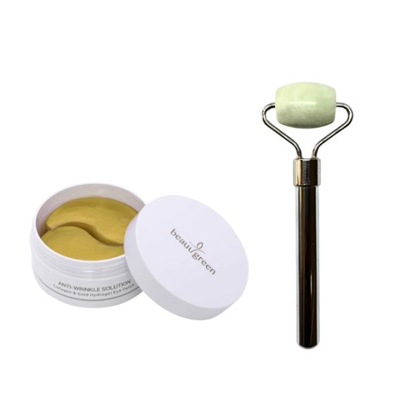 Combo Parches Contorno de Ojos + Rodillo Facial Simple Cabezal Jade