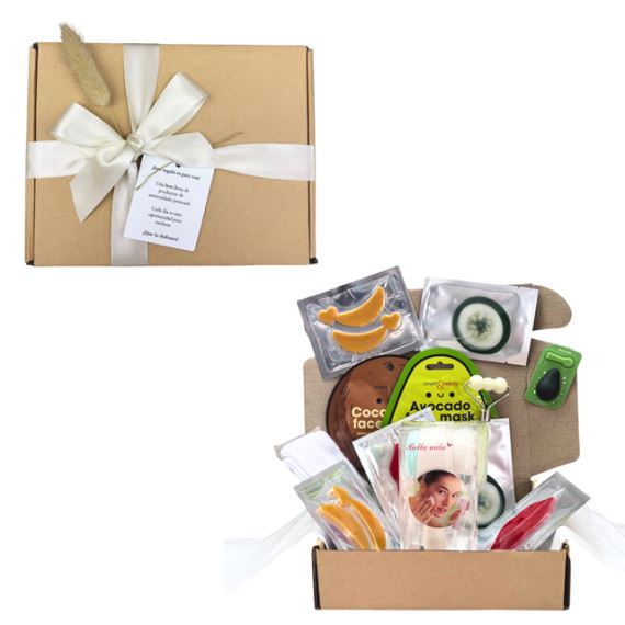 Caja Box Skincare Regalo Mascarillas + Masajeadores Faciales