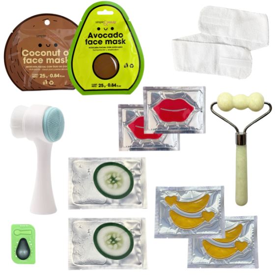 Caja Box Skincare Regalo Mascarillas + Masajeadores Faciales