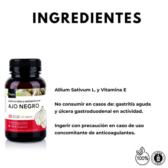 Suplemento Ajo Negro Natural 50 Cápsulas Antioxidante Natier