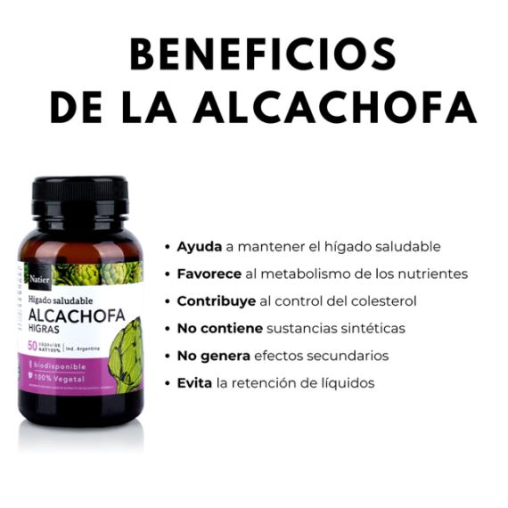 Suplemento Alcachofa Natural 50 Cápsulas Hígado Graso Natier