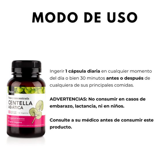 Suplemento Centella Asiática Concentrada 50 Cápsulas Natier