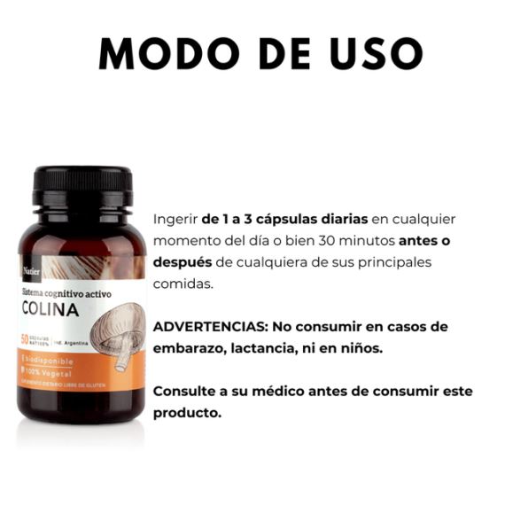 Suplemento Colina 50 Cápsulas Sistema Cognitivo Natier