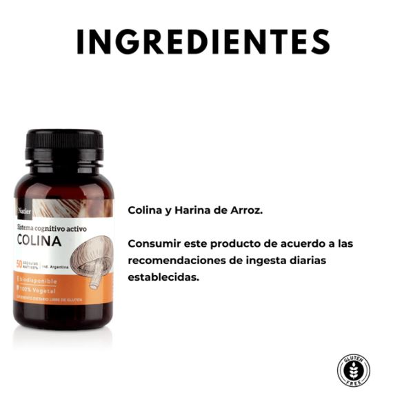 Suplemento Colina 50 Cápsulas Sistema Cognitivo Natier