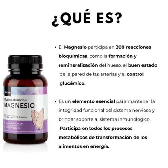 Suplemento Magnesio 50 Cápsulas Máxima Absorción Natier
