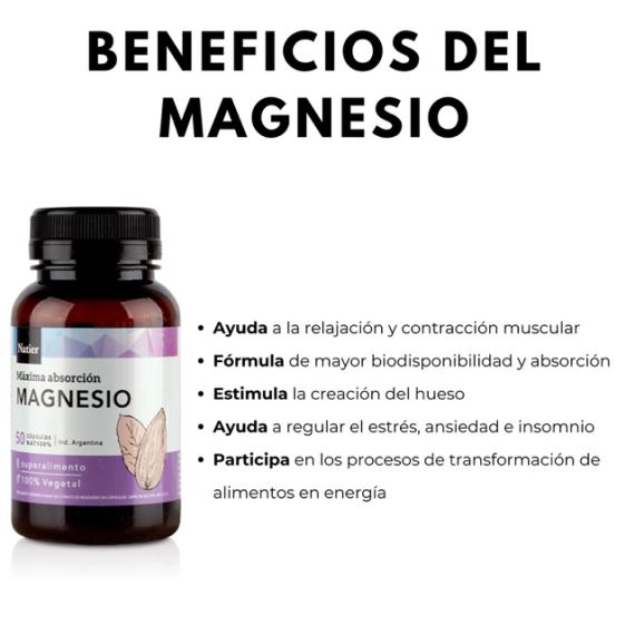 Suplemento Magnesio 50 Cápsulas Máxima Absorción Natier
