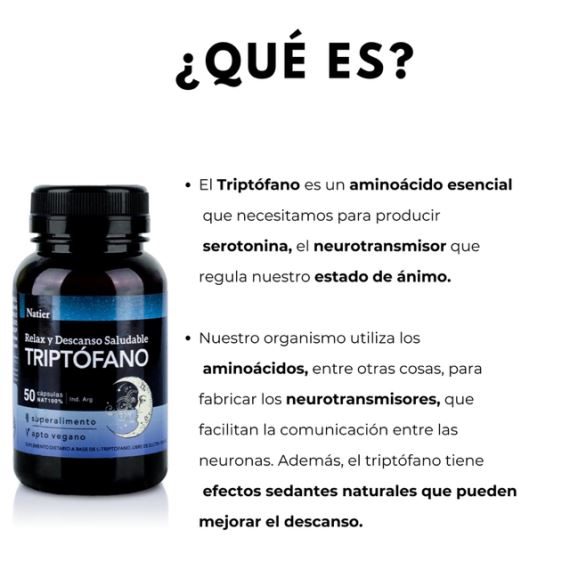 Suplemento Triptófano 50 Cápsulas Relax Serotonina Natier