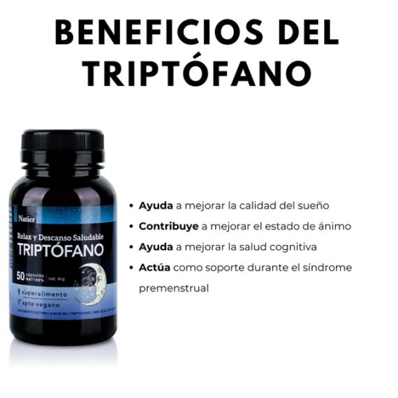 Suplemento Triptófano 50 Cápsulas Relax Serotonina Natier