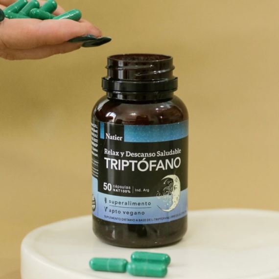 Suplemento Triptófano 50 Cápsulas Relax Serotonina Natier