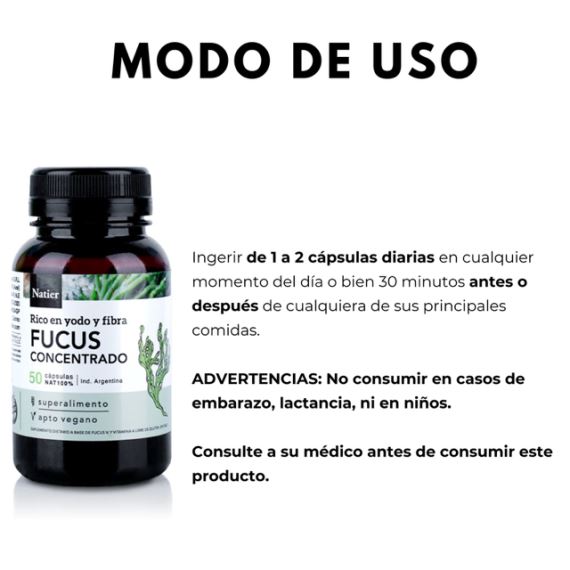 Suplemento Fucus Concentrado 50 Cápsulas Adelgazante Natier