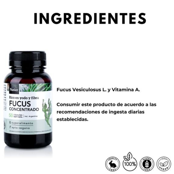 Suplemento Fucus Concentrado 50 Cápsulas Adelgazante Natier