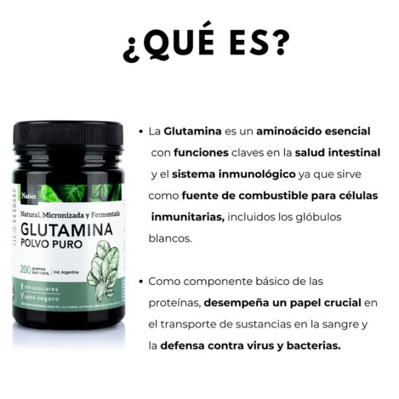 Suplemento Glutamina en Polvo Natural Fermentada 200g Natier