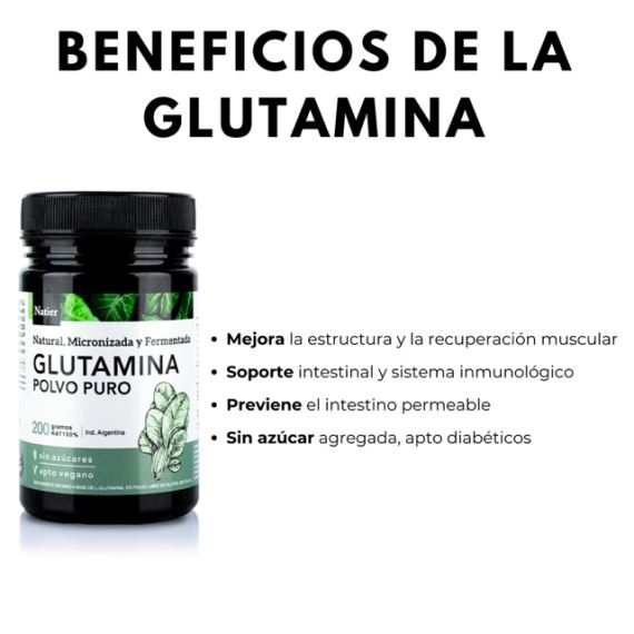 Suplemento Glutamina en Polvo Natural Fermentada 200g Natier