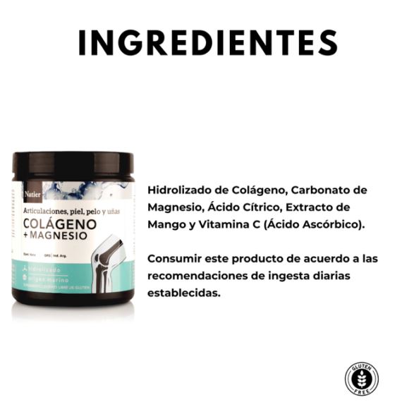 Suplemento Colágeno + Magnesio en Polvo 250g Natier