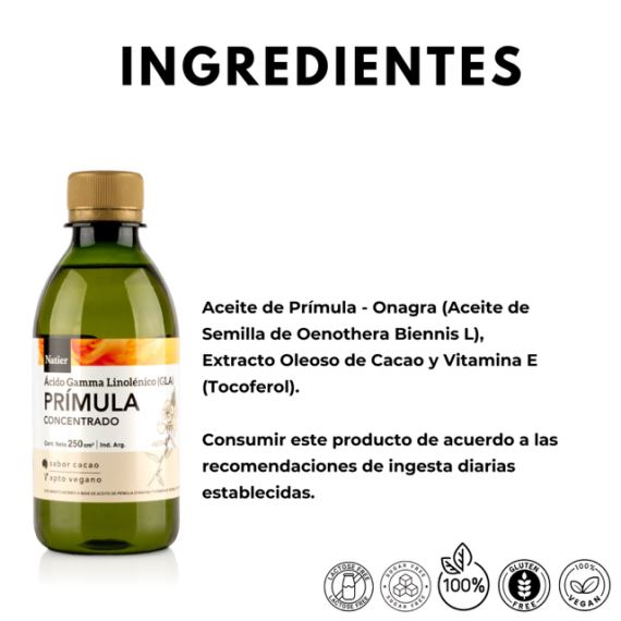 Aceite de Prímula Concentrado Sabor Cacao 250ml Natier