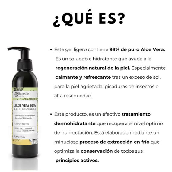 Gel Corporal Aloe Vera 98% Concentrado Regenerador 200ml Botanika