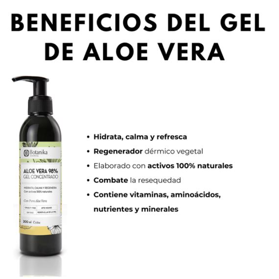Gel Corporal Aloe Vera 98% Concentrado Regenerador 200ml Botanika