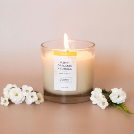 Vela de Soja Aromatica Natural Jazmin, Gardenia y Nardos Nyubu
