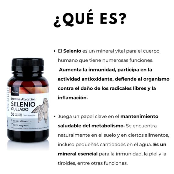 Suplemento Selenio Quelado Máxima Absorción 50 Cápsulas Natier