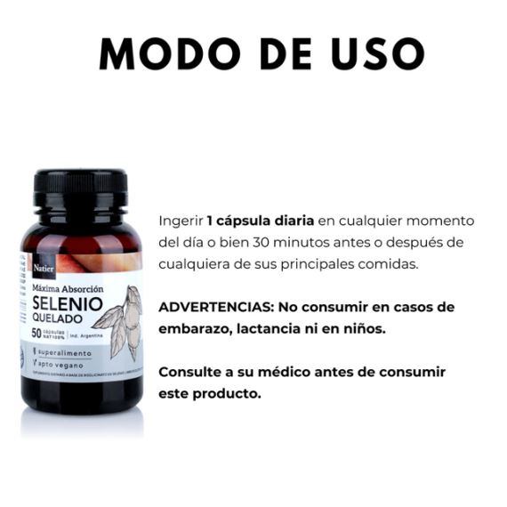 Suplemento Selenio Quelado Máxima Absorción 50 Cápsulas Natier