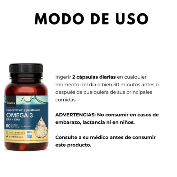 Suplemento Omega 3 Concentrado Softgel 60 Cápsulas Natier