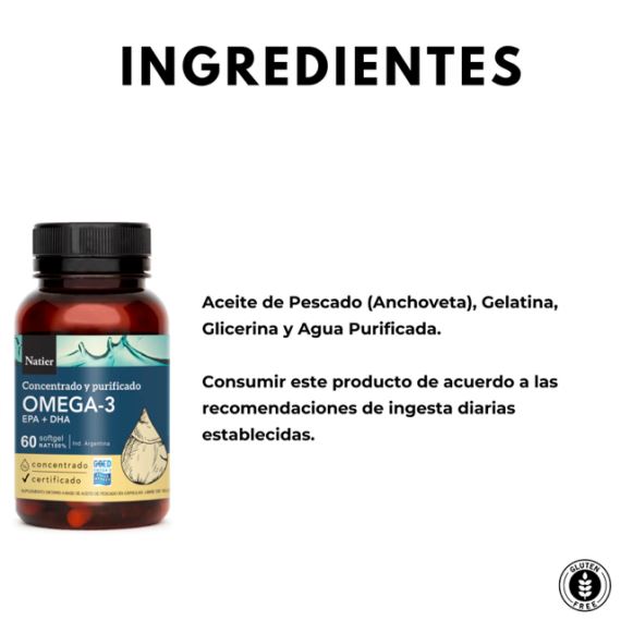 Suplemento Omega 3 Concentrado Softgel 60 Cápsulas Natier