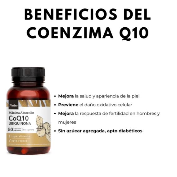Suplemento Coenzima Q10 Máxima Absorción 50 Cápsulas Natier
