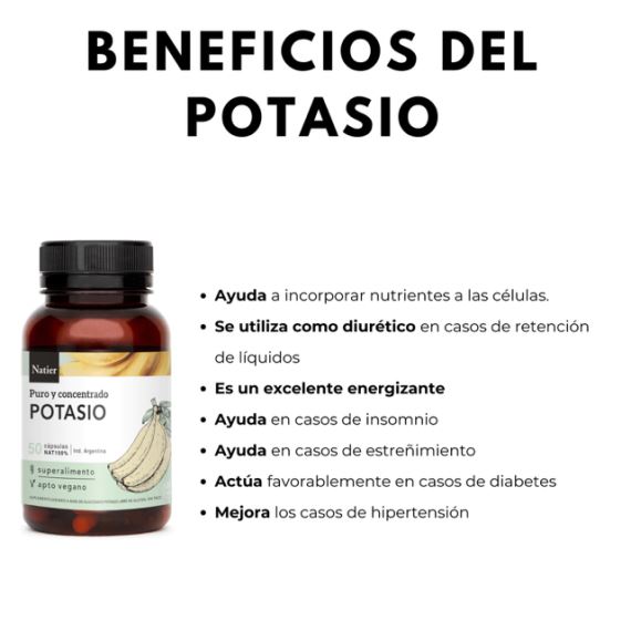 Suplemento Potasio Puro y Concentrado 50 Cápsulas Natier