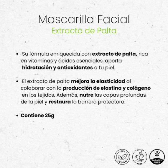 Mascarilla Facial Humectante Palta 25g Simple & Beauty