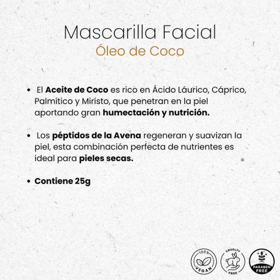Mascarilla Facial Hidratante Coco 25g Simple & Beauty