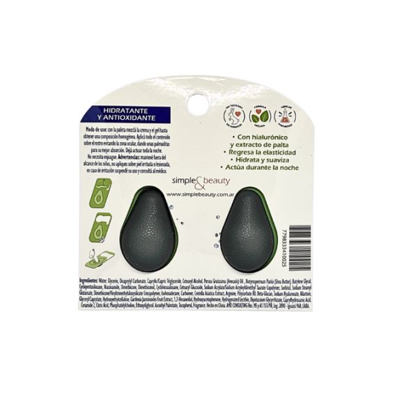 Mascara Facial Nocturna Palta X4 Unidades Simple & Beauty