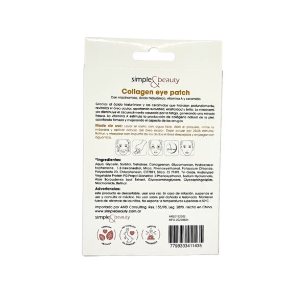 Parches Hidrogel Para Ojos Colágeno X3 Pares Simple & Beauty