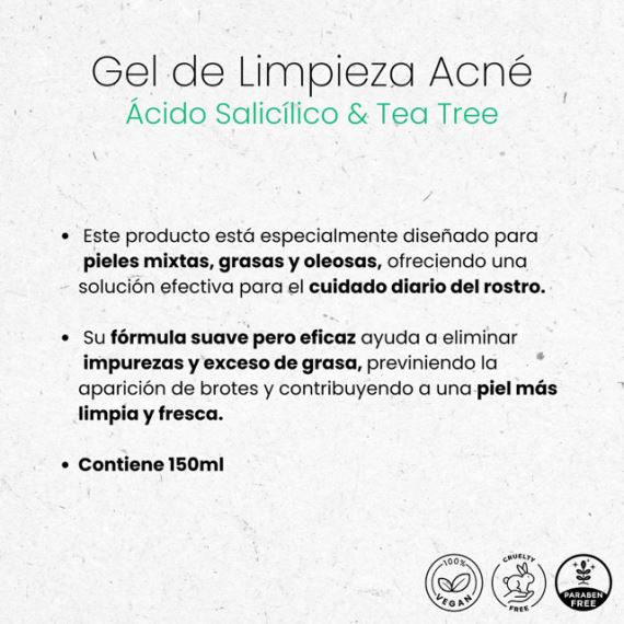 Gel de Limpieza Acné Ácido Salicílico & Tea Tree 150ml Veganis