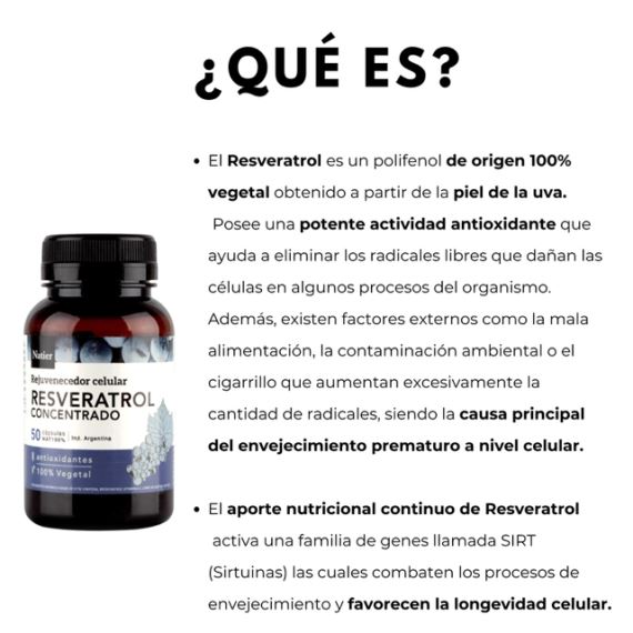 Suplemento Resveratrol Antioxidante 50 Cápsulas Natier