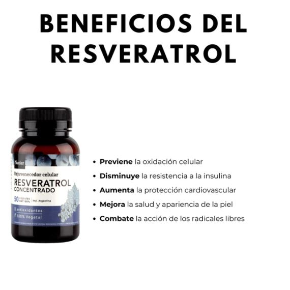 Suplemento Resveratrol Antioxidante 50 Cápsulas Natier