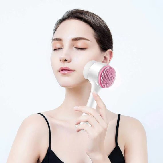 Cepillo De Limpieza Facial 2 En 1 Masajeador Exfoliante Rosa
